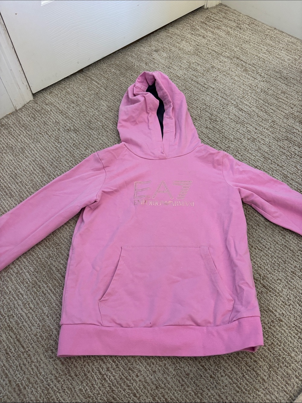 Emporio Armani Girls' Light Pink Hooded Sweatshirt with Logo
